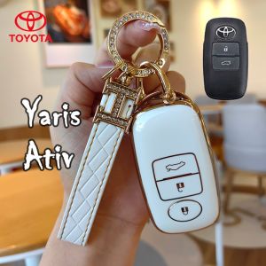 โตโยต้า Vios 2023พวงกุญแจรถพวงกุญแจรถรถโตโยต้าเคสสมาร์ทคีย์ปุ่ม3ปุ่มสำหรับปลอกใส่กุญแจ Toyota