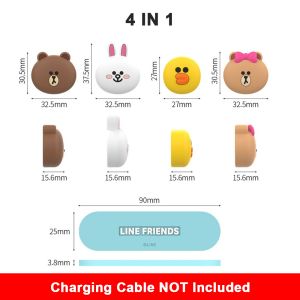 (4IN1)100% Authentic Line Friends Cable Holder Magnetic Cable Protector Compatible with Android iPhone Anti-break Anti-damage Universal Shockproof Full Protection LFB49