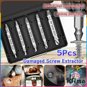 KLIMO Damaged Screw Extractor Remover for Stripped Head Screws Nuts & Bolts Drill Bit Tools 5Pcs/set