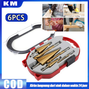 Mata bor pagoda Spiral HSS 6pcs 4 12 20 32 mm Untuk Baja Besi Kuningan Kayu Plastik Step Step Drill Bit