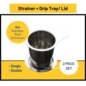 Tea Infuser/Strainer with Drip Tray - Stainless Steel 304 - Includes Lid - No Glass Jar - Full 304 Stainless Steel Material