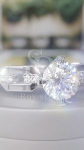 RoyStone - Cincin Wanita Moissanite Sertifikat GRA Original Lapis Emas - New Victory Ring
