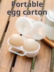 ถาดใส่ไข่ 2 ฟองแบบพกพาป้องกันการรั่วซึมสำหรับการตั้งแคมป์ ปิกนิก และกล่องใส่ไข่สำหรับเดินทาง