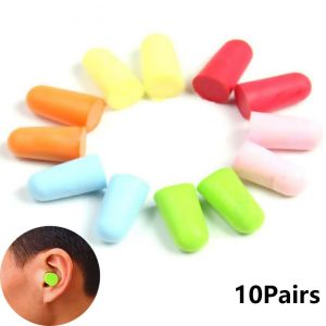 MISSUP 10 Pairs Random Color Study Sleeping Anti-noise Soft Hearing Protector Polyurethane Foam Earmuffs Tapered Earplugs