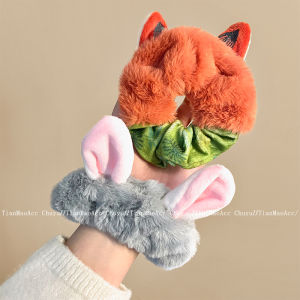 สายรัดผมสัตว์ประหลาดเจนี่นิคฟูฟุตสีน้ำตาลสำหรับผู้หญิงในฤดูใบไม้ร่วงและฤดูหนาว หนังสือการ์ตูนน่ารัก เครื่องประดับผมแบบผูกหางยาว