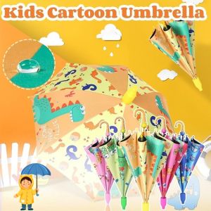 Kids Cartoon Umbrella with Cover Long Handle Automatic Umbrella Waterproof Sunshade Umbrella