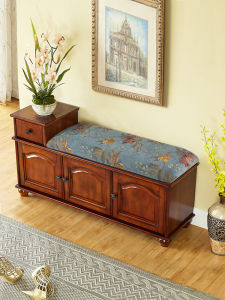 American-Style Solid Wood Shoe Changing Stool Home Doorway Can Sit One Shoe Cabinet Soft Bag Cushion Doorway Wearing Shoe Seat Stool