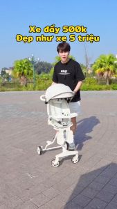 Xe đẩy gấp gọn đi dạo 2 chiều ghế ngả có đệm + mái full phụ kiện M8 M9