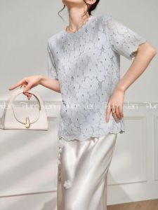 PlumJan | Áo Thun Crochet Tay Xanh Elegance Phong Cách Pháp