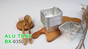 Alumunium Foil Tray Cup BX 0350 + Tutup Lasagna Macaroni Schotel Klapertart Pastel Tutup Mini Pie Brownies Cake isi 100 pcs