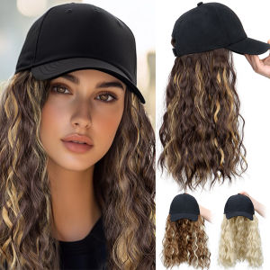 14Inch Synthetic Long Wavy Curly Baseball Cap With Hair Extension Hair Cap Hat for Women Girl Daily Hair Style Wig
