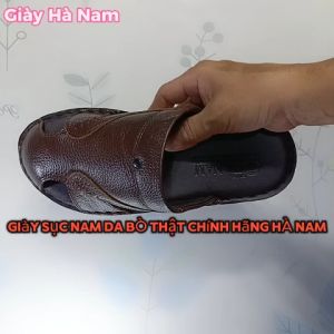 Dép Bít Mũi Nam TiTi ĐÔ Da Bò Thật Cao Cấp GSB2086