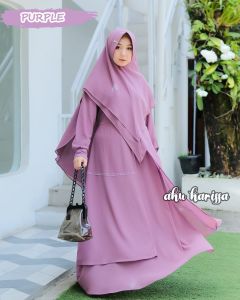 Gamis Ceruty Premium Polos Set Hijab Aku Karissa