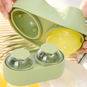 Food Grade Silicone Double Cavity Ice Ball Mold / Easy Quick Release Round Sphere Ice Tray / Reusable Large Ice Sphere Maker