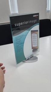 ป้ายอะคริลิค ป้ายใส่โบรชัวร์ แบบหมุนได้ A5 (รุ่น 691201) **รุ่นใส สีเขียวคล้ายกระจกจริง หรูหรา สวยงาม **