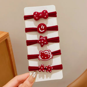 New Year Red Children Hair Ties Butterfly Knot Elastic Hair Bands High Elasticity Girls Baby Headbands Hair Accessories
