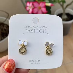 PANDACO Anting Tusuk Kristal Model Pita Untuk Wanita | Earing for women korean look IMPORT