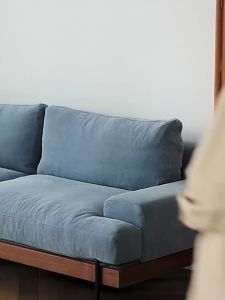 SHENGNIWEIER | Ghế Sofa Vải Linen Tháo Lắp Được Từ Gỗ Sồi Đậm Màu Cổ Điển