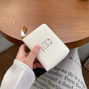 Korean Style Cute Fresh Foldable Short Wallet Womens Student Large Capacity Multi-Card Position Integrated Card Holder Coin Purse