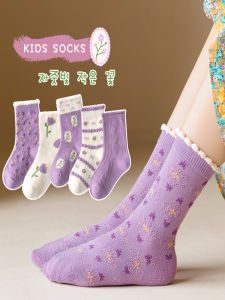 Pure Cotton Mid-Calf Childrens Socks Anti-Odor Absorbent for Girls Baby Cotton Socks Princess Style Autumn Winter Kids Footwear