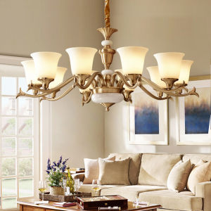 MINGRU | American Luxe Vintage Solid Copper Jade Chandelier