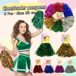 Cheerleader Metallic Foil PomPoms with Handle for Sports Cheers Ball Dance Fancy Dress NightParty