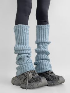 Warm Knitted over Knee Sock Covers Blue Mid-Calf Night Study Room Warm Winter Fashion Leggings Home Comfort Stocking Covers