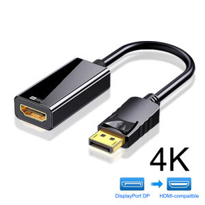 xiede | 4K DisplayPort to HDMI-compatible Adapter Connector DP Male to HDTV Female Converter Vidio Audio Switcher Cable for PC TV Laptop