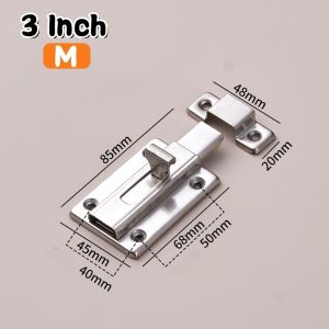 Left-Right Stainless Steel Double-ended Door Bolts2/3/4 Inch Pin Lock Sliding Locks Barrel Bolt Latch with Screws Home Hardware