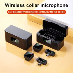 Wireless Lavalier Microphone 2.4G 2IN2 Play with Charging Case for iPhone Android - Compact Hidden Mic for Interviews Lectures