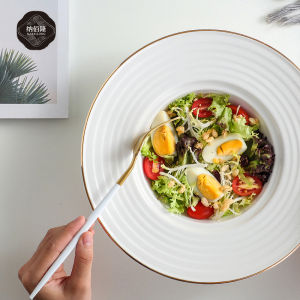 European Breakfast Western Cuisine Plate Minimalist Italian Pasta Dish Western Style For Home Ceramic Soup Dish Plate Salad Fruit Deep Plates Straw Hat Plate