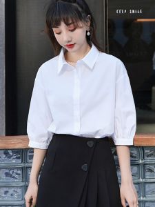 เสื้อเชิ้ตแขนยาวทรงหลวมสไตล์เกาหลีสำหรับผู้หญิง ทรงตรง ปกโปโล แขนยาว คอโปโล ทรงหลวม แขนยาว ฤดูร้อน 2024