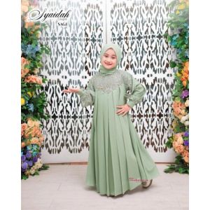 inara kids gamis anak bahan ceruty babydol pul puring plus bunda