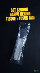 Set Sendok + Garpu + Tisu + Tusuk Gigi Pastik Bening Tissue Catering Higenis Steril Paket