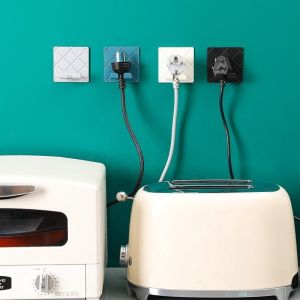 Creative Wall-mounted Power Plug Hook / Moisture-proof Safety Socket Power Cord Storage Rack
