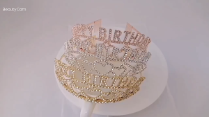 Birthday Sash Set Rose Gold Birthday Sash and Crown Headband Satin Sash Shoulder Strap Queen Princess Birthday Party