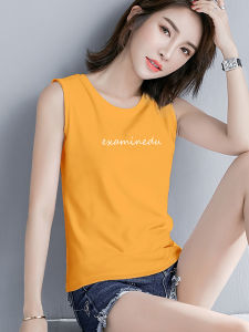 Yellow Pure Cotton Loose Camisole Womens Inner Wear Summer New Outdoor Bottoming Letter Print Sleeveless T-shirt