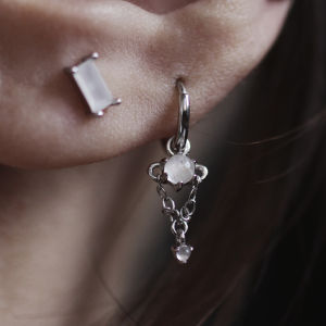 New Chinese Style Earrings 925 Silver Imitation Gemstone Fringe Cold Style Small Audience Earrings Fashionable Jewelry