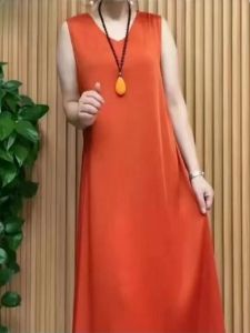 Satin Inner Match Sleeveless Dress Long Elegant Elegant Loose Slim Fit Slimming Middle-Aged Female Mother Bottoming Skirt
