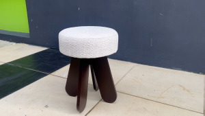 Modern Plush Accent Stool / Mid-Century Round Ottoman - FRM4063
