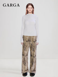 Jennie Womens Loose Wide Leg Pants Draped Folded Lazy Style Elastic Waist Straight Casual Trousers Polyester Fiber Long Pants