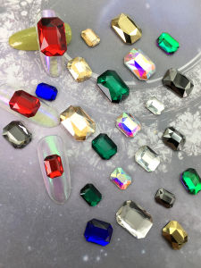 Flats Color Long Octagonal 8 * 10mm Internet Celebrity Manicure Three Combination Mixed Size Nail Jewelry DIY Rhinestone