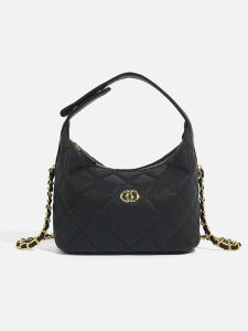 Summer 2025 New Womens Handbag Trendy Genuine Leather Diamond Grid Chain Bag Super Popular Handbag Crossbody Dumpling Bag Small Fragrance Style Bag