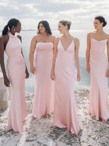 Pink Bridesmaid Dress Satin Fancy Niche Style Sisters Group Suspender Dress Summer New Arrival Daily Wearable Evening Dress