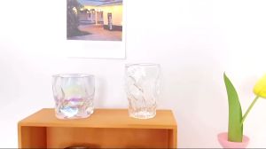 แก้วใส่น้ำ ถ้วยแก้วน้ำดื่ม  แก้วสไตล์เกาหลี แก้วมินิมอล แก้วใสทนความร้อน ลายต้นไม้ สร้างสรรค์ แก้วกาแฟ แก้วสไตล์คาเฟ่ แก้วทรงยับ แก้วนูน แก้วใช้ชานมไข่มุก แก้วใส่อาหารเช้า