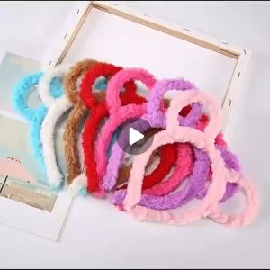 🔥IVY Candy Colored Plush Hair Band Korean Version Ear Headband Women Cute Bear Ear Hair Band