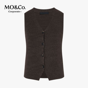 MO&Co. | Knitted V-neck Short Fitted Striped Vest Top
