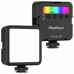 Minifocus Full Color RGB LED Video Light 2500K-7000K 800LUX Mini Fill 3 Cold Shoe 1800mAh Type-C Pocket Camera Hot Shoe Light
