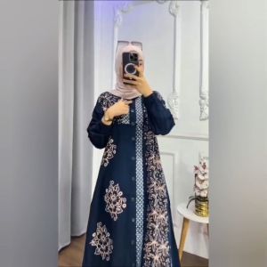 Gamis Twill Cap Long Dress Wanita Rayon Super Premium Jumbo Syari Busui Kekinian Terbaru 2025