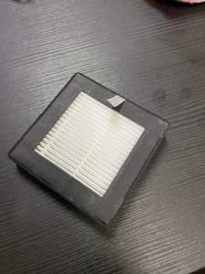 Black framed Hepa / Carbon air filter. Fits in a rectangular slot. Used in air purifiers.